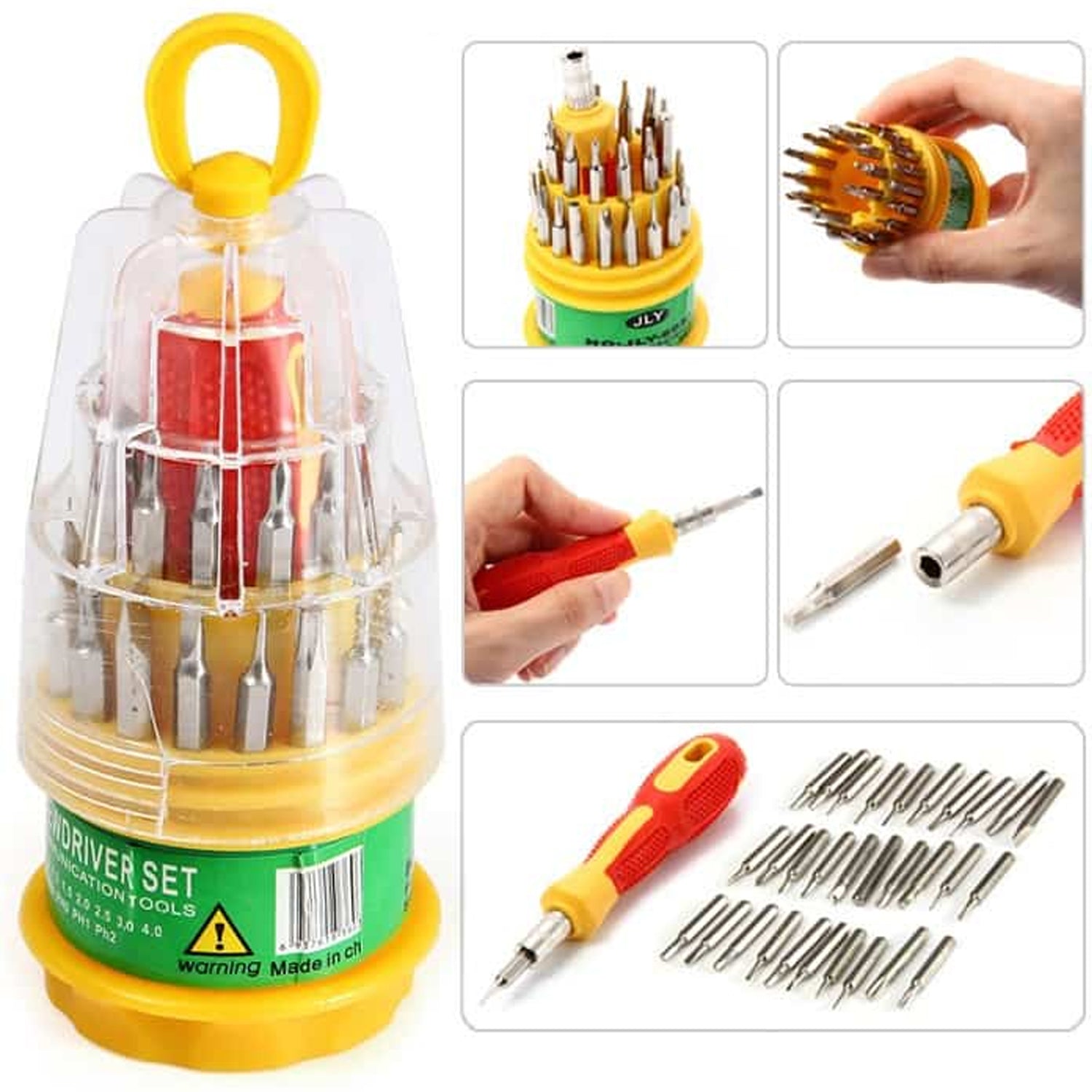 Repair tool set with 31 magnetic screwdrivers. Repair tool set with 31 magnetic screwdrivers.